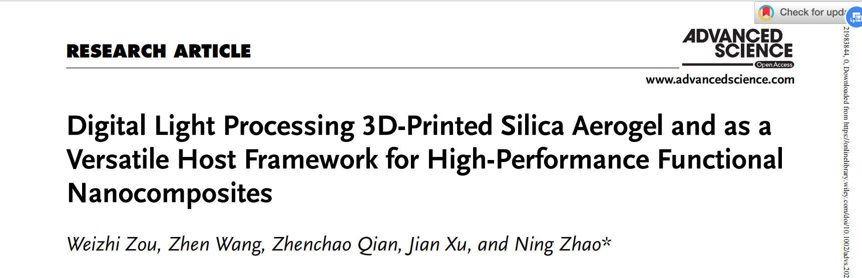 A paper published in Advaced Science by Dr Zou and his team from the Institute of Chemistry, Chinese Academy of Sciences